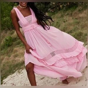 Free People Pink Lace Maxi Dress